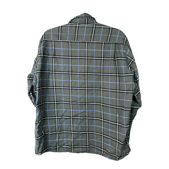 Men’s Wrangler Green Blue Plaid Long Sleeve Button Down Flannel Size Large - Picture 2 of 7
